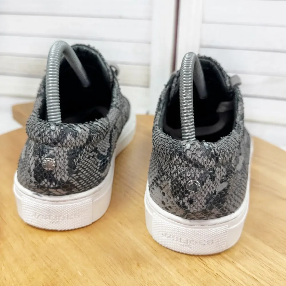 J/Slides Lacee Leather Snake‎ Lace Up Sneakers Dark Grey 9